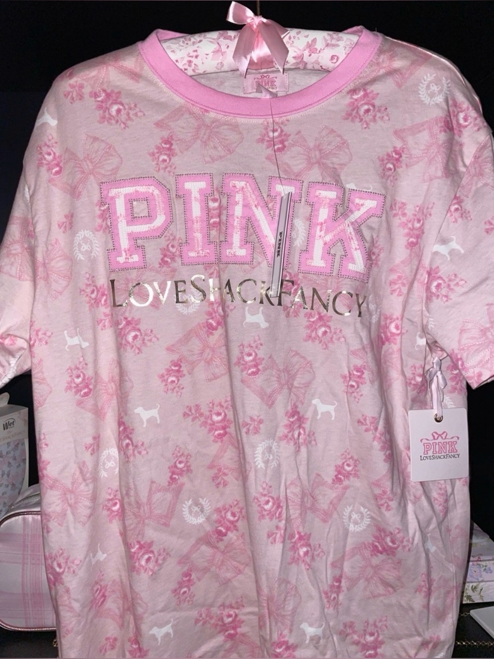 PINK X LoveShackFancy S campus pink Beaux Icons tee